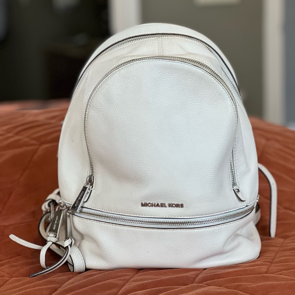 Michael Kors White Leather Backpack